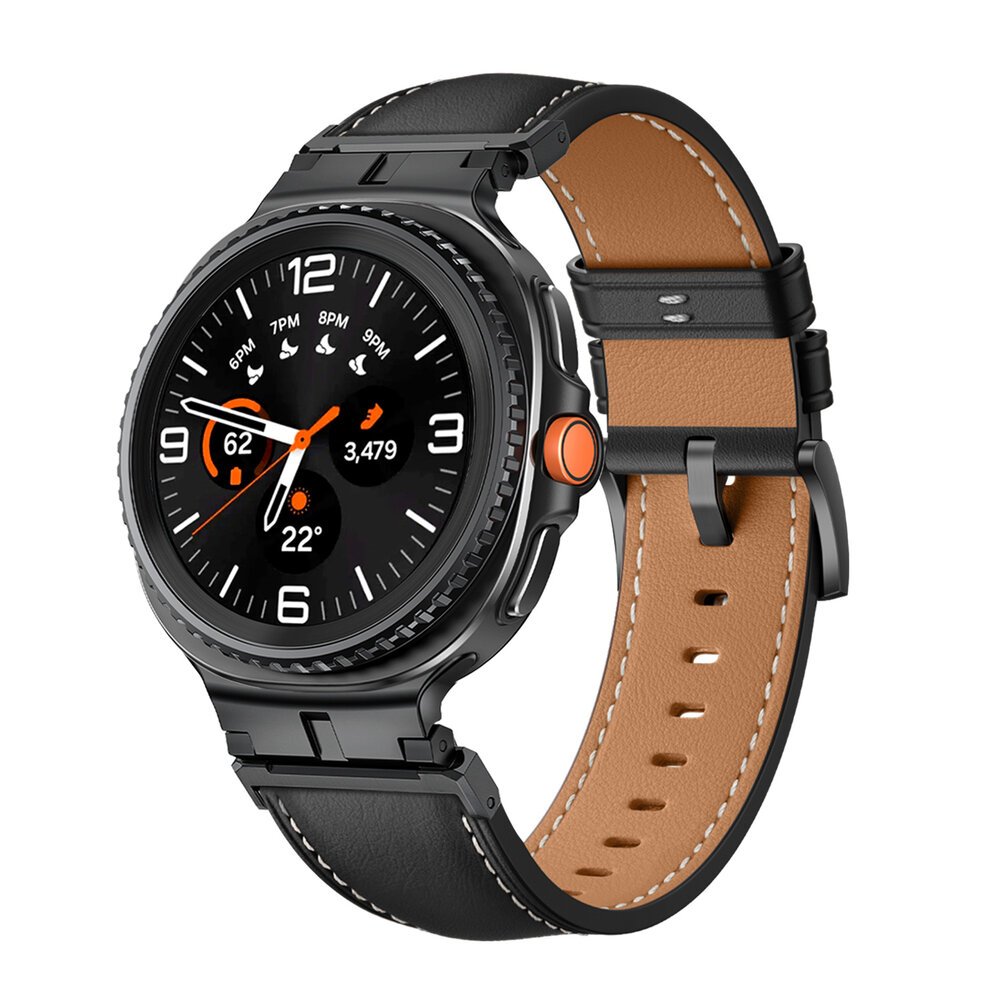 Strap-it® Strap-it Samsung Galaxy Watch 8 - 40mm luxe leren bandje (zwart)