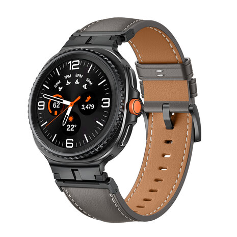 Strap-it® Strap-it Samsung Galaxy Watch 8 - 40mm luxe leren bandje (grijs)