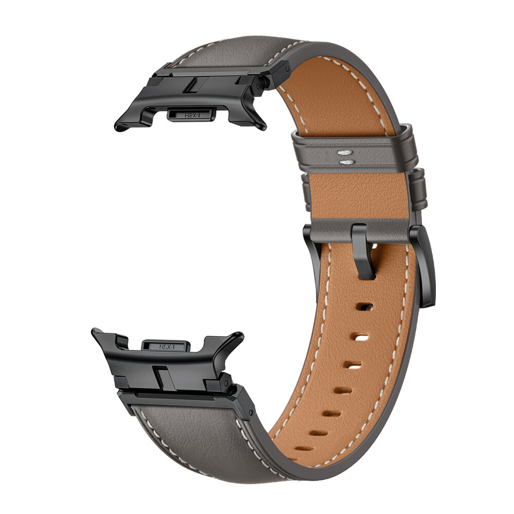 Strap-it® Strap-it Samsung Galaxy Watch 8 - 40mm luxe leren bandje (grijs)