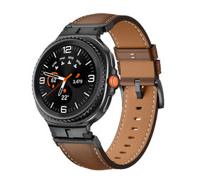 Strap-it® Samsung Galaxy Watch 8 - 44mm luxe leren bandje (bruin)