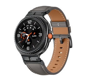 Strap-it® Samsung Galaxy Watch 8 Classic luxe leren bandje (grijs) Strap-it® Samsung Galaxy Watch 8 Classic luxe leren bandje (grijs)