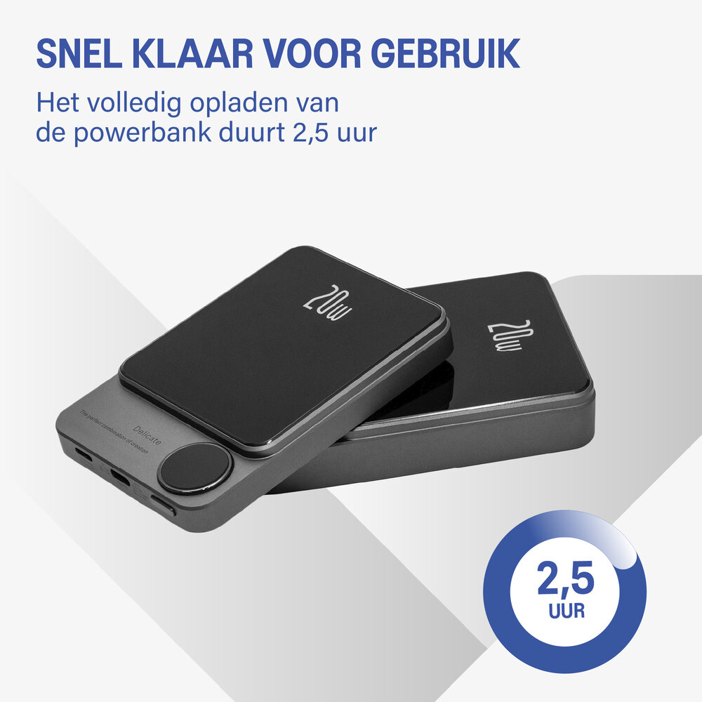 Coverzs 20W MagSafe Solid 5.000 mAh Powerbank (zwart)
