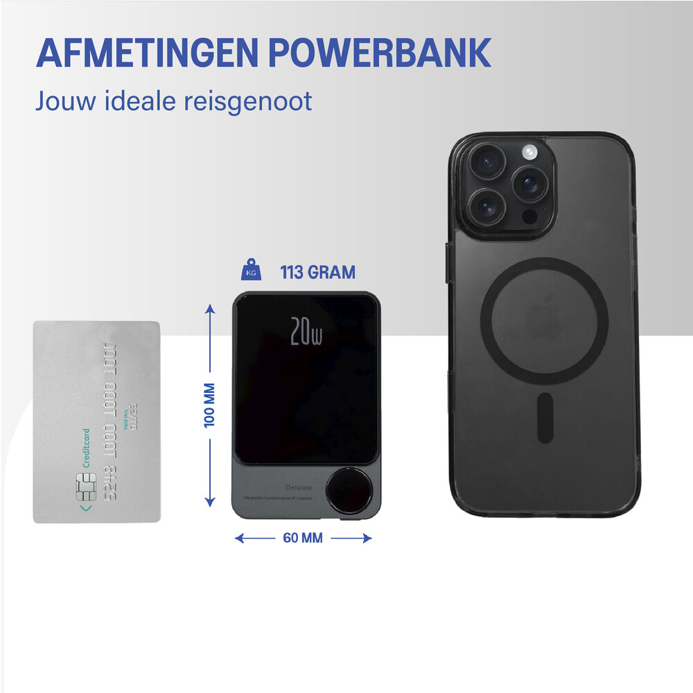 Coverzs 20W MagSafe Solid 5.000 mAh Powerbank (zwart)