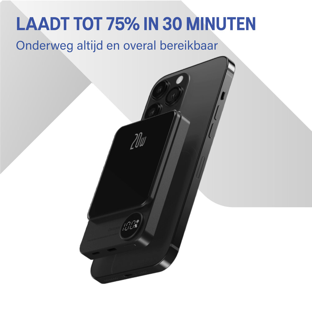 Coverzs 20W MagSafe Solid 10.000 mAh Powerbank (zwart)