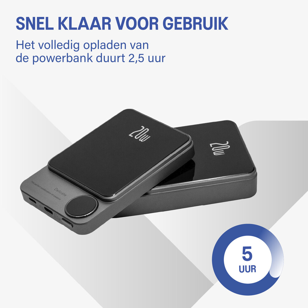 Coverzs 20W MagSafe Solid 10.000 mAh Powerbank (zwart)