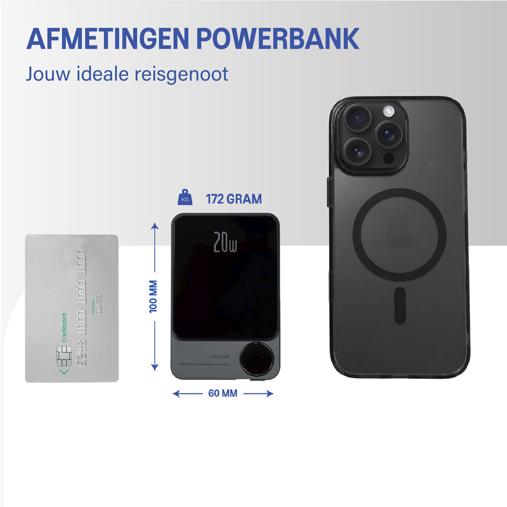 Coverzs 20W MagSafe Solid 10.000 mAh Powerbank (zwart)