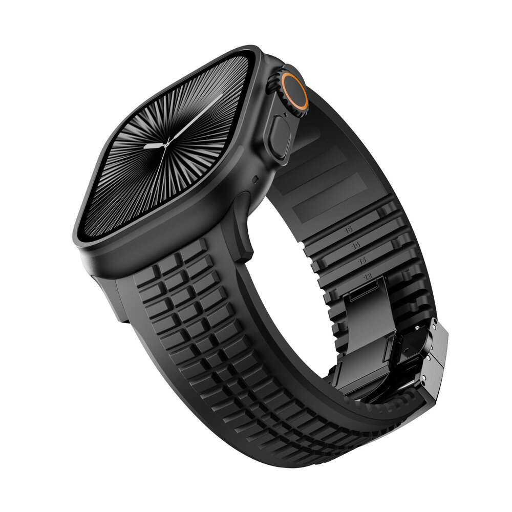 Strap-it® Strap-it Apple Watch premium silicone band (zwart)