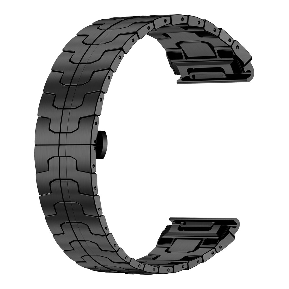 Strap-it® Strap-it Garmin Fenix E stalen 'Iron' band (zwart)