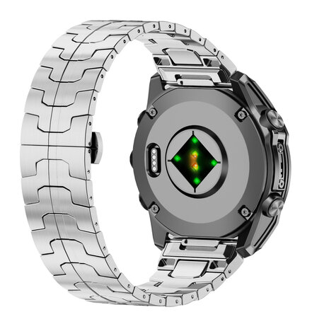 Strap-it® Strap-it Garmin Forerunner 955 stalen 'Iron' band (zilver)