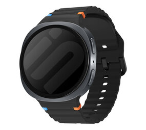 Strap-it® Samsung Galaxy Watch 8 - 44mm wave siliconen bandje (zwart)