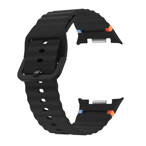 Strap-it® Strap-it Samsung Galaxy Watch 8 - 44mm wave siliconen bandje (zwart)