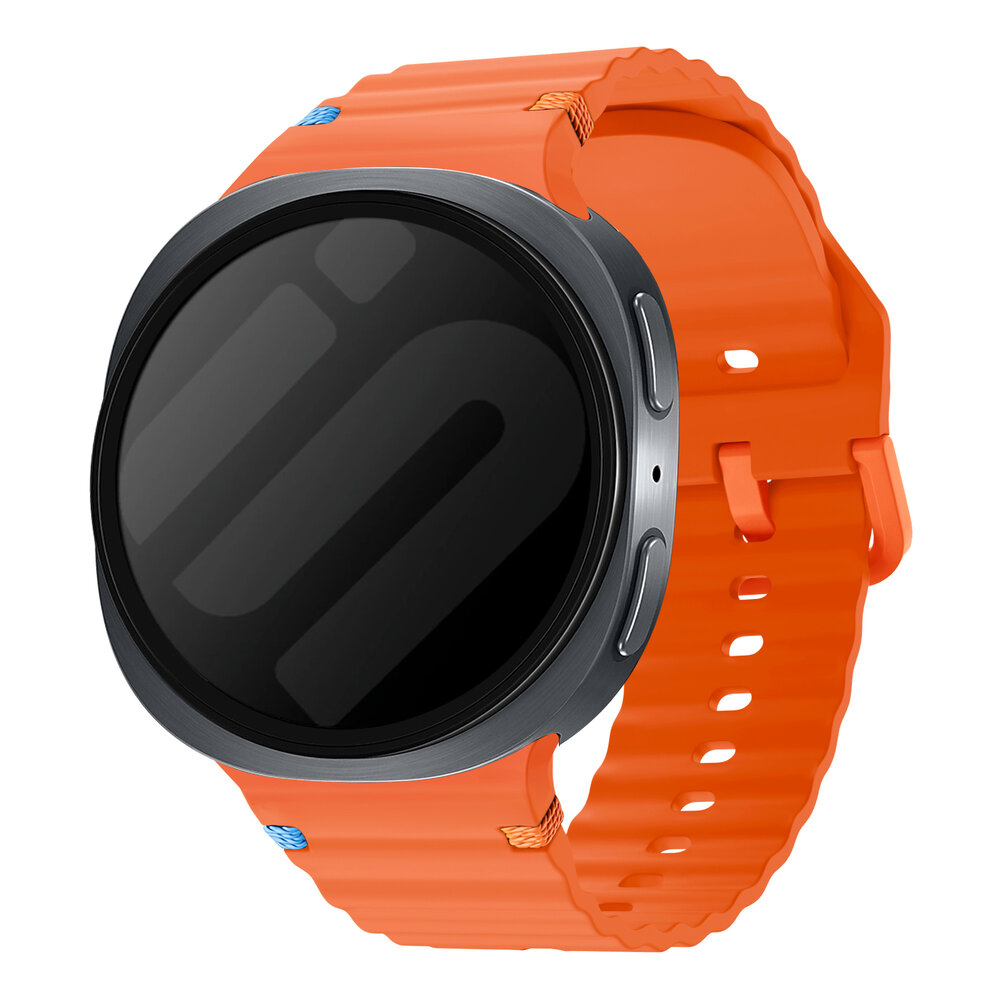 Strap-it® Strap-it Samsung Galaxy Watch 8 - 44mm wave siliconen bandje (oranje)