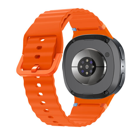 Strap-it® Strap-it Samsung Galaxy Watch 8 - 44mm wave siliconen bandje (oranje)