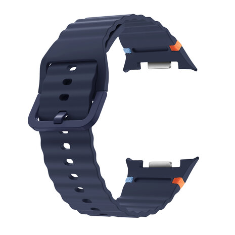 Strap-it® Strap-it Samsung Galaxy Watch 8 - 44mm wave siliconen bandje (donkerblauw)