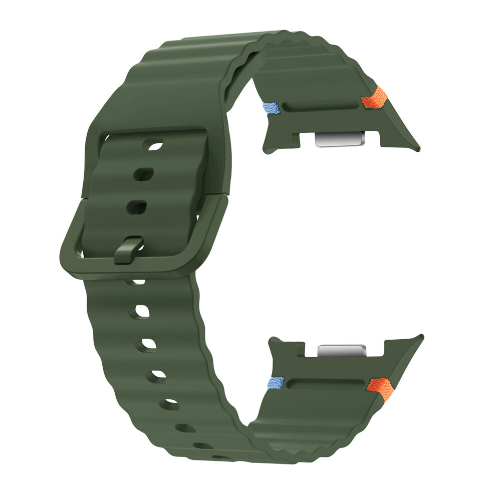 Strap-it® Strap-it Samsung Galaxy Watch 8 Classic wave siliconen bandje (legergroen) Strap-it® Strap-it Samsung Galaxy Watch 8 Classic wave siliconen bandje (legergroen)