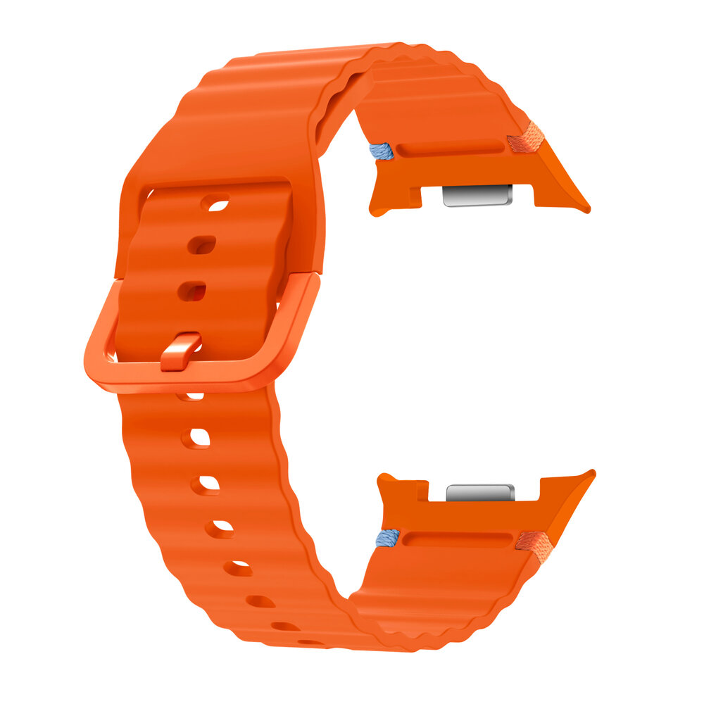 Strap-it® Strap-it Samsung Galaxy Watch 8 Classic wave siliconen bandje (oranje) Strap-it® Strap-it Samsung Galaxy Watch 8 Classic wave siliconen bandje (oranje)