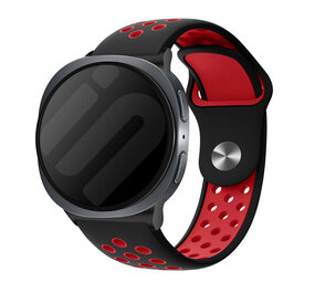 Strap-it® Samsung Galaxy Watch 8 - 44mm sport bandje (zwart/rood) Strap-it® Samsung Galaxy Watch 8 - 44mm sport bandje (zwart/rood)