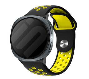 Strap-it® Samsung Galaxy Watch 8 - 44mm sport bandje (zwart/geel) Strap-it® Samsung Galaxy Watch 8 - 44mm sport bandje (zwart/geel)