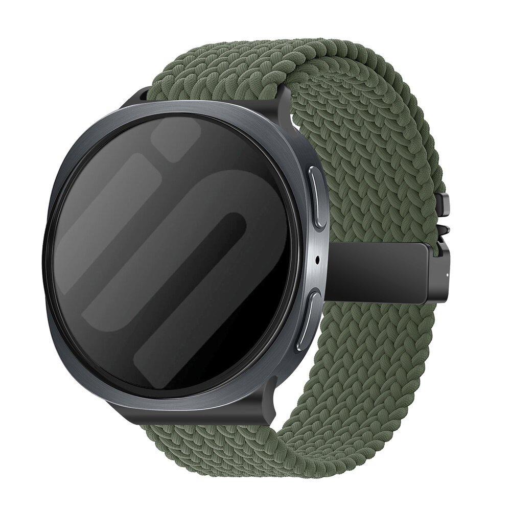 Strap-it® Strap-it Samsung Galaxy Watch 8 - 40mm gevlochten band met P-buckle (groen) Strap-it® Strap-it Samsung Galaxy Watch 8 - 40mm gevlochten band met P-buckle (groen)