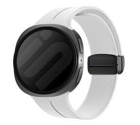 Strap-it® Samsung Galaxy Watch 8 - 40mm D-buckle siliconen bandje (wit)