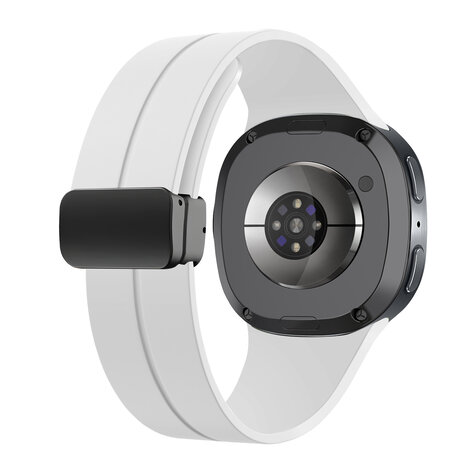 Strap-it® Strap-it Samsung Galaxy Watch 8 - 40mm D-buckle siliconen bandje (wit)
