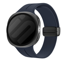 Strap-it® Samsung Galaxy Watch 8 - 44mm D-buckle siliconen bandje (donkerblauw)