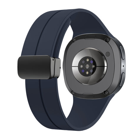 Strap-it® Strap-it Samsung Galaxy Watch 8 - 44mm D-buckle siliconen bandje (donkerblauw)