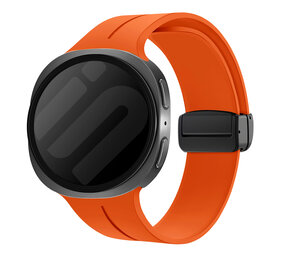 Strap-it® Samsung Galaxy Watch 8 - 44mm D-buckle siliconen bandje (oranje)