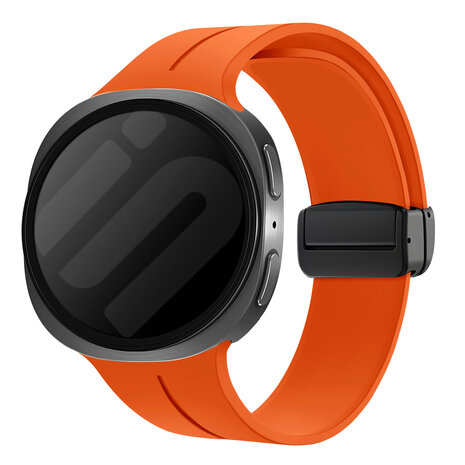 Strap-it® Strap-it Samsung Galaxy Watch 8 Classic D-buckle siliconen bandje (oranje)