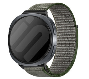 Strap-it® Samsung Galaxy Watch 8 - 44mm nylon bandje (olijfgroen)