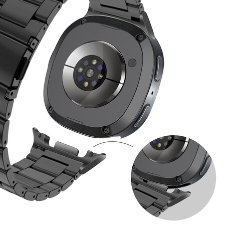 Bandz Bandz Samsung Galaxy Watch 8 - 44mm stalen band 'Classic' (zwart) Bandz Bandz Samsung Galaxy Watch 8 - 44mm stalen band 'Classic' (zwart)