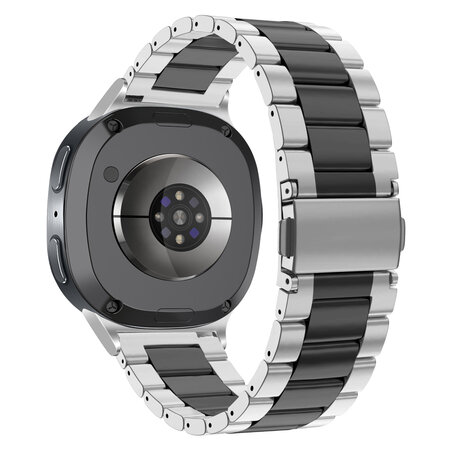 Bandz Bandz Samsung Galaxy Watch 8 - 44mm stalen band 'Classic' (zilver/zwart)