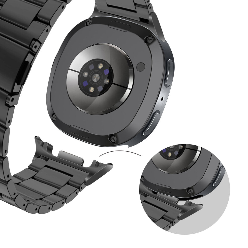 Bandz Bandz Samsung Galaxy Watch 8 Classic stalen band 'Classic' (zwart)