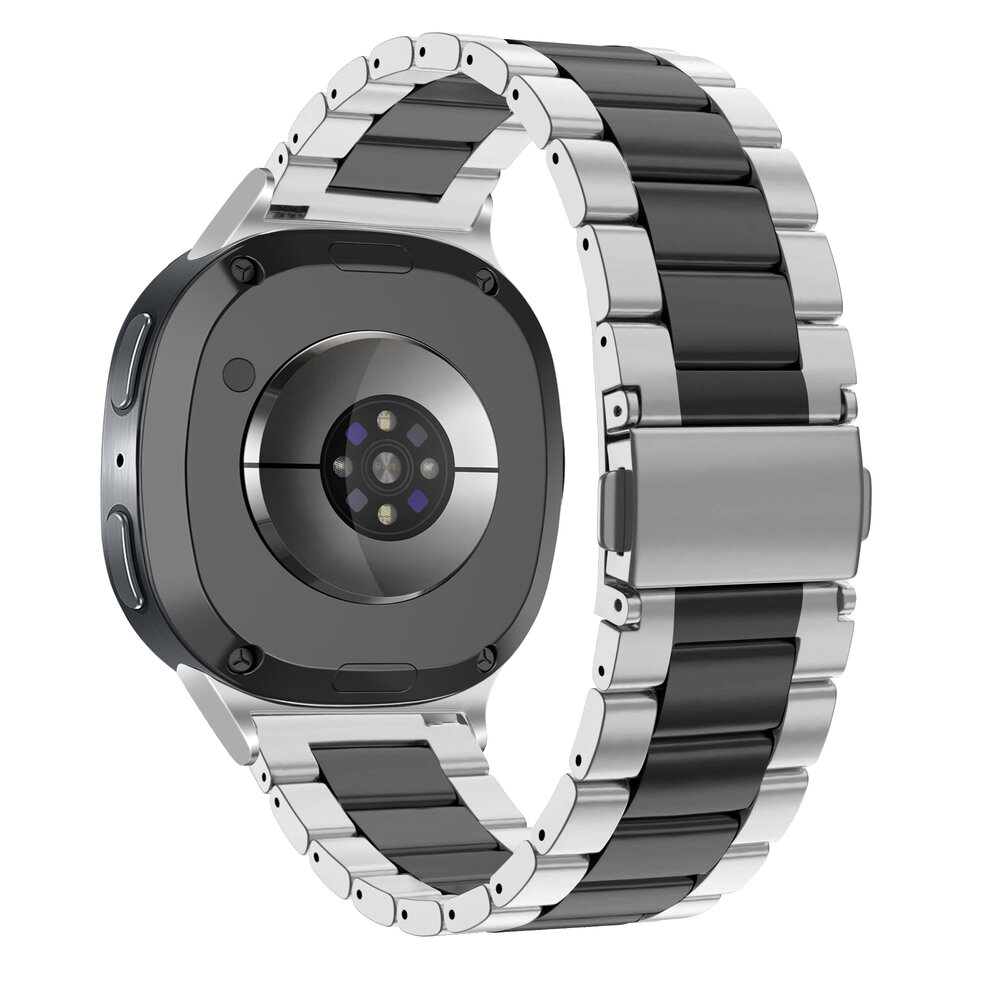 Bandz Bandz Samsung Galaxy Watch 8 Classic stalen band 'Classic' (zilver/zwart)