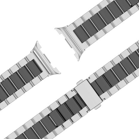 Bandz Bandz Samsung Galaxy Watch 8 Classic stalen band 'Classic' (zilver/zwart)