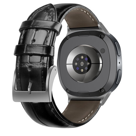Strap-it® Strap-it Samsung Galaxy Watch 8 - 44mm leather crocodile band (zwart) Strap-it® Strap-it Samsung Galaxy Watch 8 - 44mm leather crocodile band (zwart)
