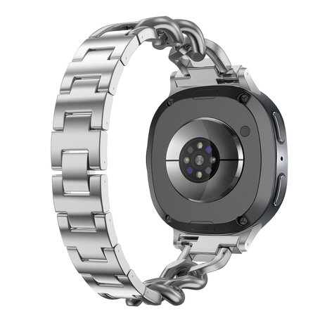 Strap-it® Strap-it Samsung Galaxy Watch 8 Classic steel chain band (zilver)