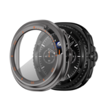 Bandz Bandz Samsung Galaxy Watch 8 Classic bezel hoesje met glas (titanium grijs/oranje)