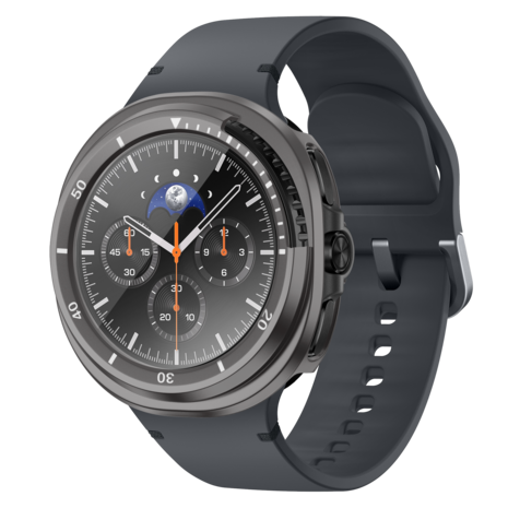 Bandz Bandz Samsung Galaxy Watch 8 Classic bezel hoesje met glas (titanium grijs/wit) Bandz Bandz Samsung Galaxy Watch 8 Classic bezel hoesje met glas (titanium grijs/wit)