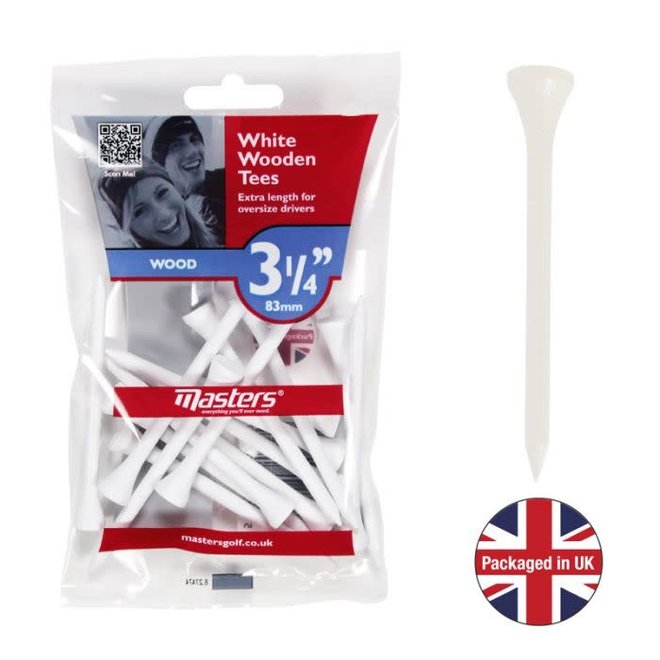Masters White Wooden Tees 15st 83MM