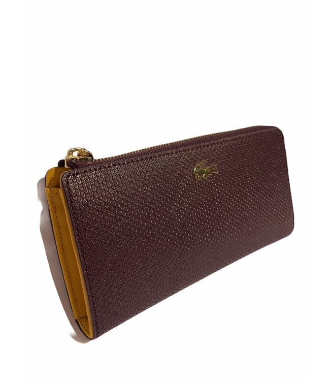 Lacoste Dames Portemonnee Leer Bordeaux Rood