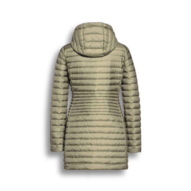 Beaumont Hooded Long Dames Down Jacket Green