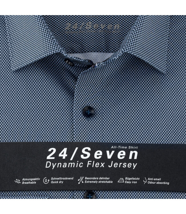 Olymp Heren Overhemd 24/Seven Level 5 Body Fit Blauw Ruitje