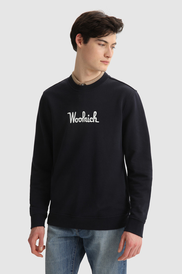klok Sjah tarief Woolrich Heren Crew Essential Sweater Blauw - John's Sport Shop