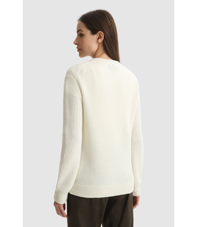 Woolrich Woolrich Dames Merino Wool Crewneck Sweater Ivory