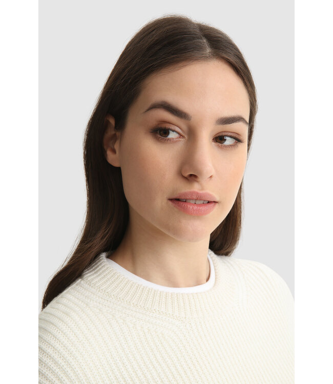 Woolrich Woolrich Dames Merino Wool Crewneck Sweater Ivory