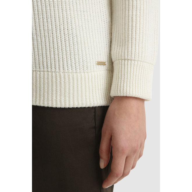 Woolrich Dames Merino Wool Crewneck Sweater Ivory