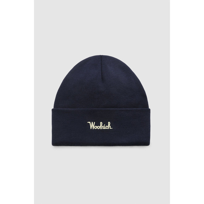 Woolrich Cotton Wool Beanie Blue Iron