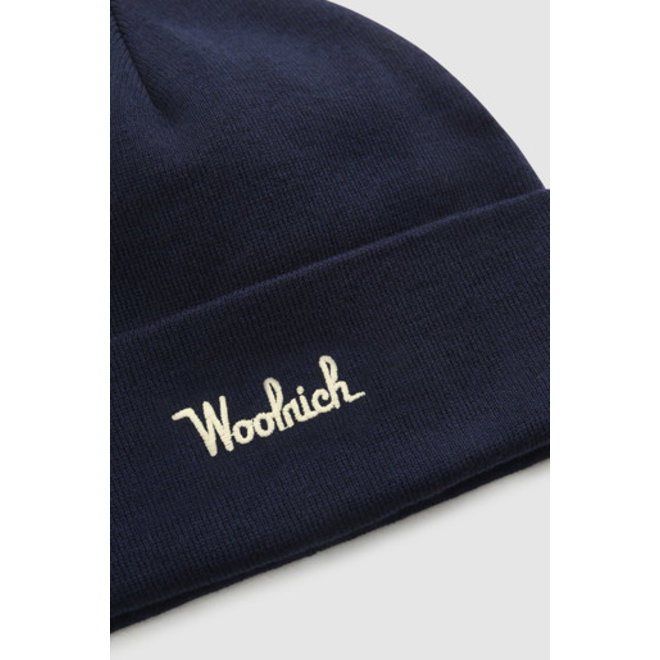 Woolrich Cotton Wool Beanie Blue Iron