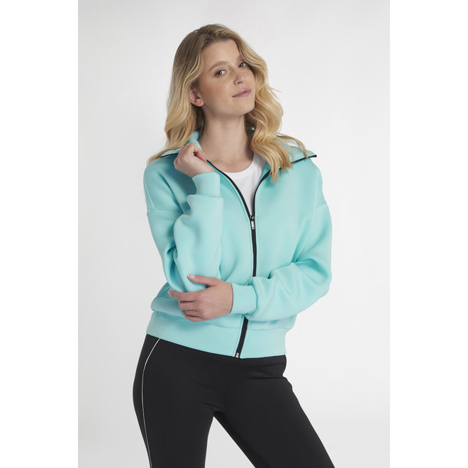 Calvin Klein Dames Relax Full Zip Cropped Mid Layer Opal